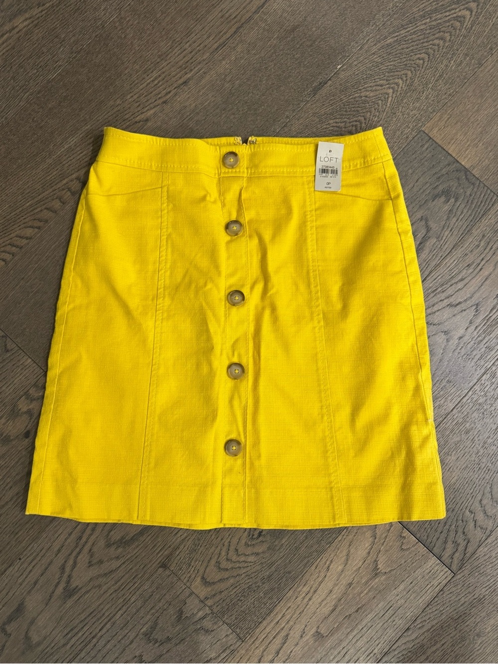 LOFT Cotton Yellow Button-Front Skirt- size 0 Petite New with Tags